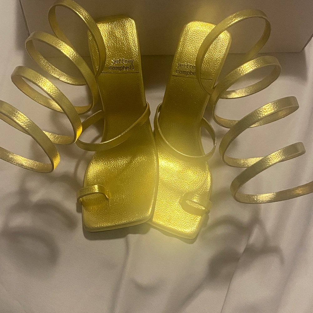 Jeffrey Campbell Gold Spiral Heels